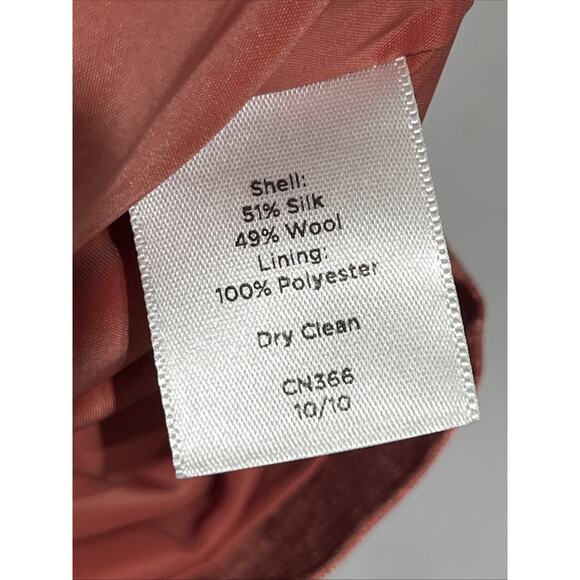 Talbots Silk Wool Shift Tank Dress 12 Petite Peach Rusty Shiny Cocktail Career - Picture 8 of 9